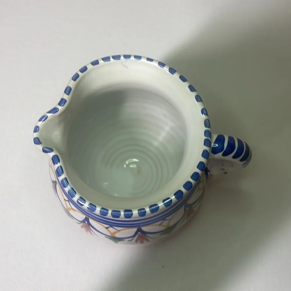 De La Cal Barriera Puente Spanish Art Pottery Pitcher # 58 4.5" Hand Painted - Picture 4 of 6